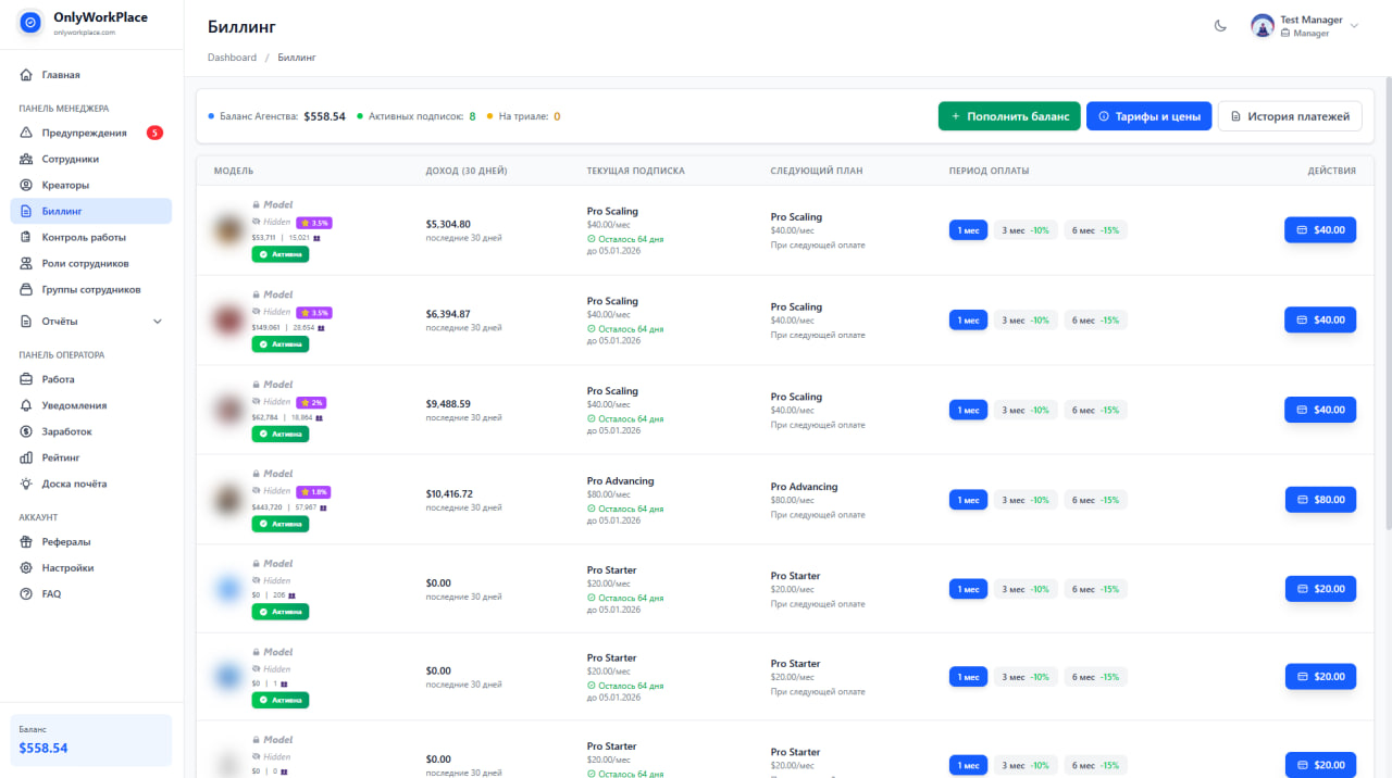 OnlyWorkPlace Revenue Analytics - Income Tracking and Trends